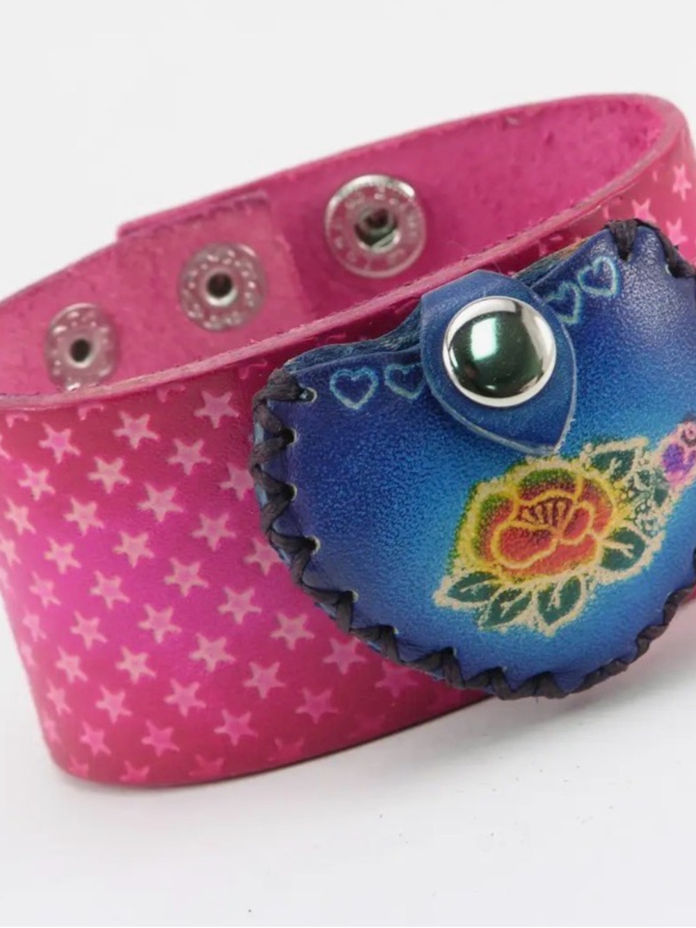 Handcrafted Multicolor Floral Leather Bracelet Set - Women Accessories - Picture 4 of 5